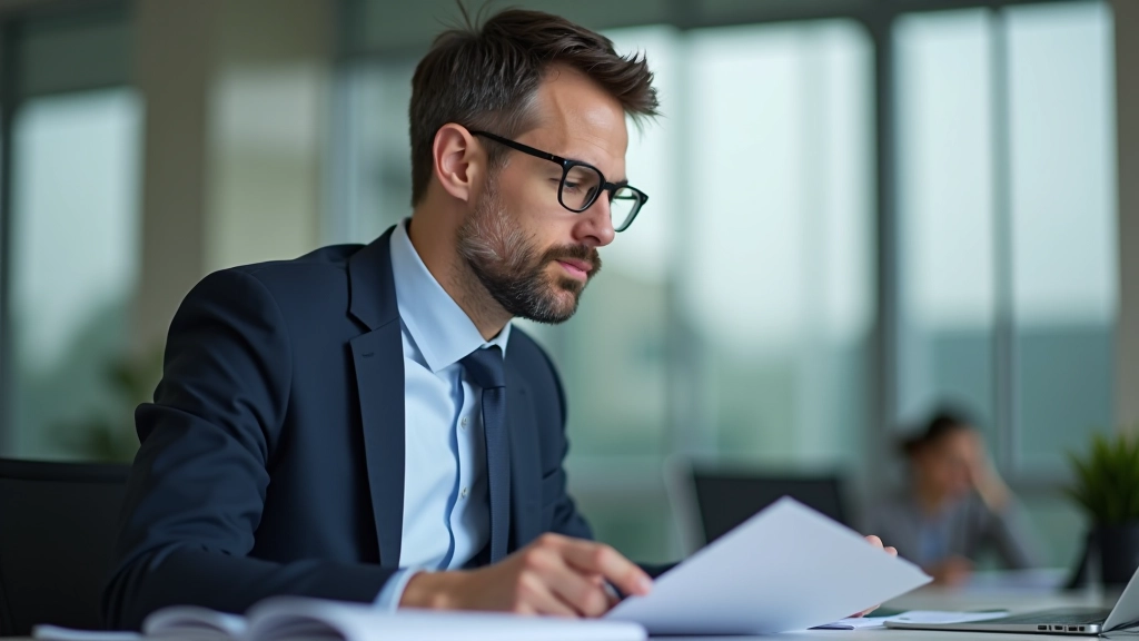 Frustrated accountant reviewing error in payroll records with highlighter and notes