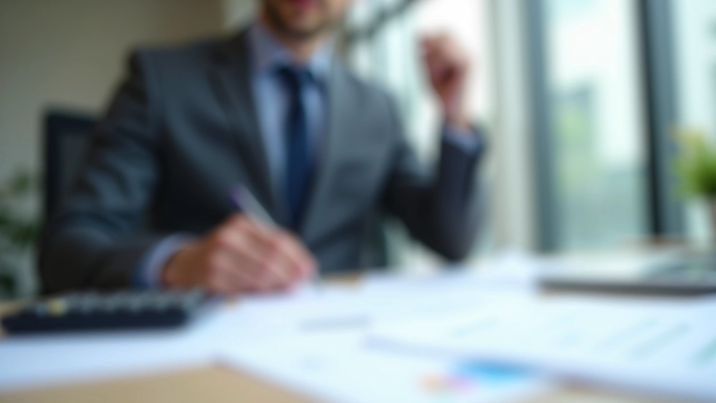Payroll professional reviewing documents and calculations on desk