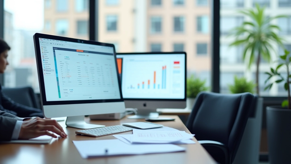 Payroll accounting professional workspace with financial data and calculations