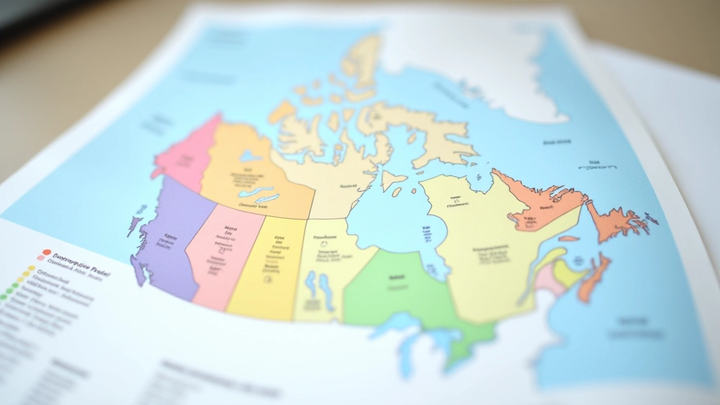 Canada map with different provinces highlighted showing varying tax rates and deduction percentages for each region